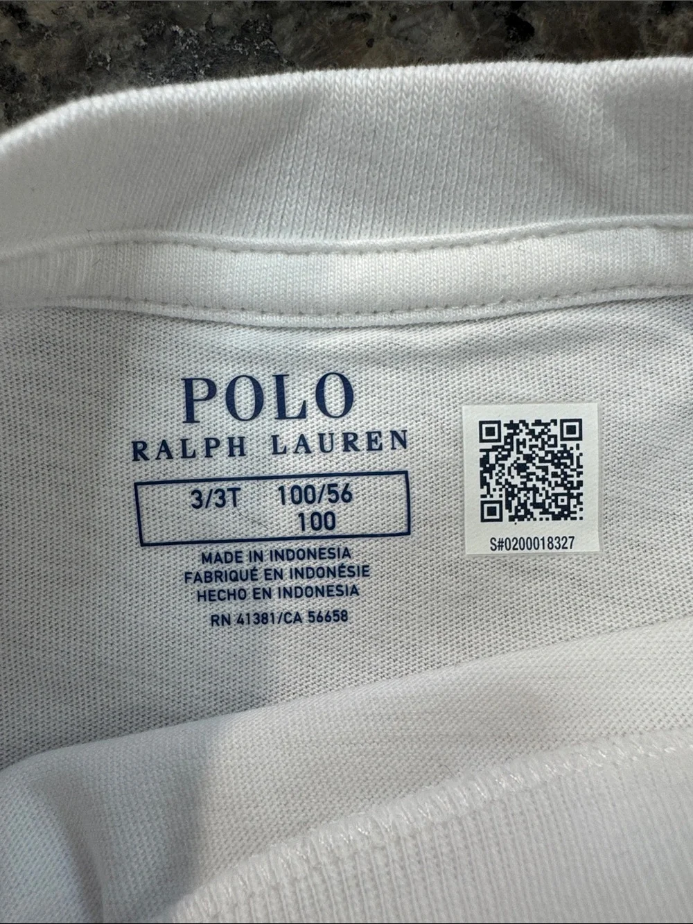Ralph Lauren White Tee with Navy Polo Player Logo NEW 3T